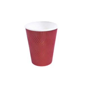 12oz Red Ripple Wall Paper Hot Cup 1x250