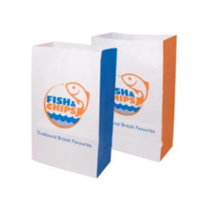 Fish & Chips Medium Kraft SOS Bags (250x400x140mm) 1x100