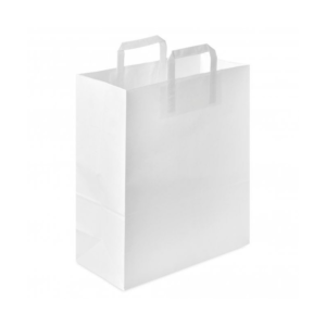 Jumbo White Paper Carrier Bags (Flat Handles) (360x150x315mm) 1x125