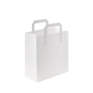 Medium White Paper Carrier Bags (Flat Handles) (220x110x250mm) 1x250