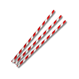 Red & White Compostable Paper Straws (197x6x6mm) 1x250